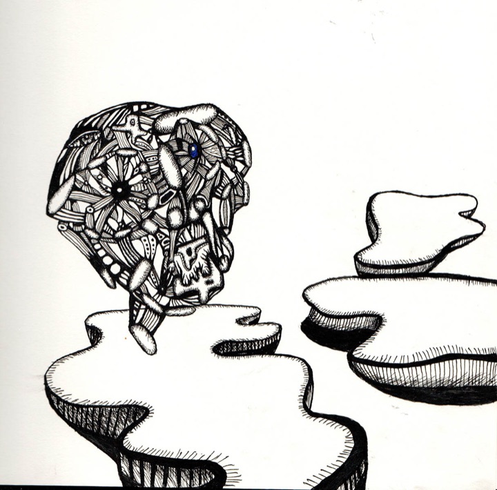 Ink drawing: face